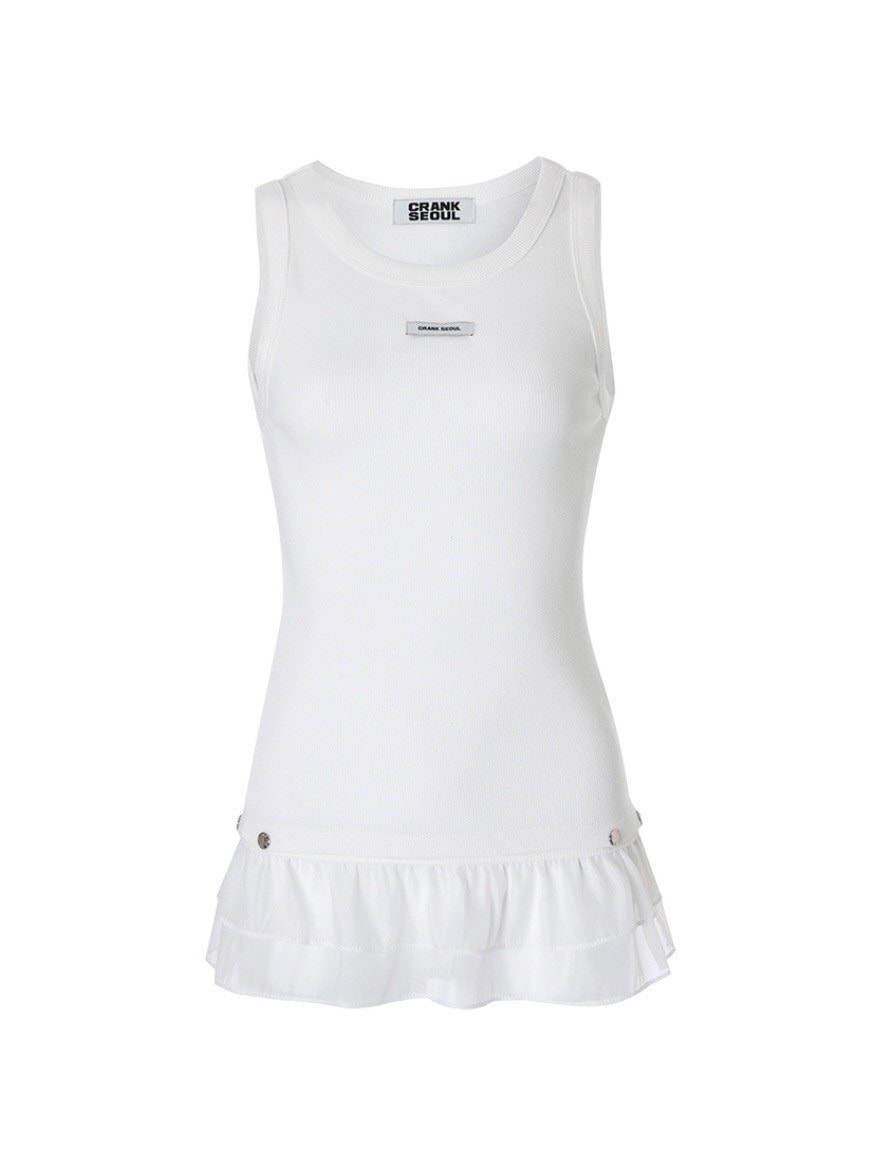 ★CRANK★FRILL SNAP SLEEVELESS_WHITE★正規品/韓国直送料込 CRANK】FRILL SNAP SLEEVELESS | OUR BRAND,CRANK | PRESSING