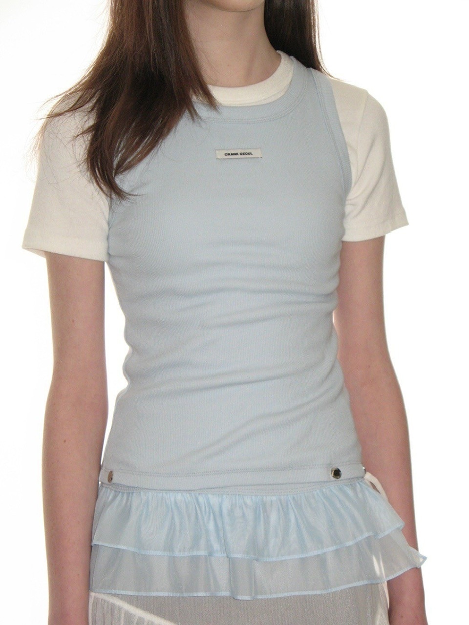 ★CRANK★FRILL SNAP SLEEVELESS_SKY★正規品/韓国直送料込/人気 CRANK】FRILL SNAP SLEEVELESS | OUR BRAND,CRANK | PRESSING