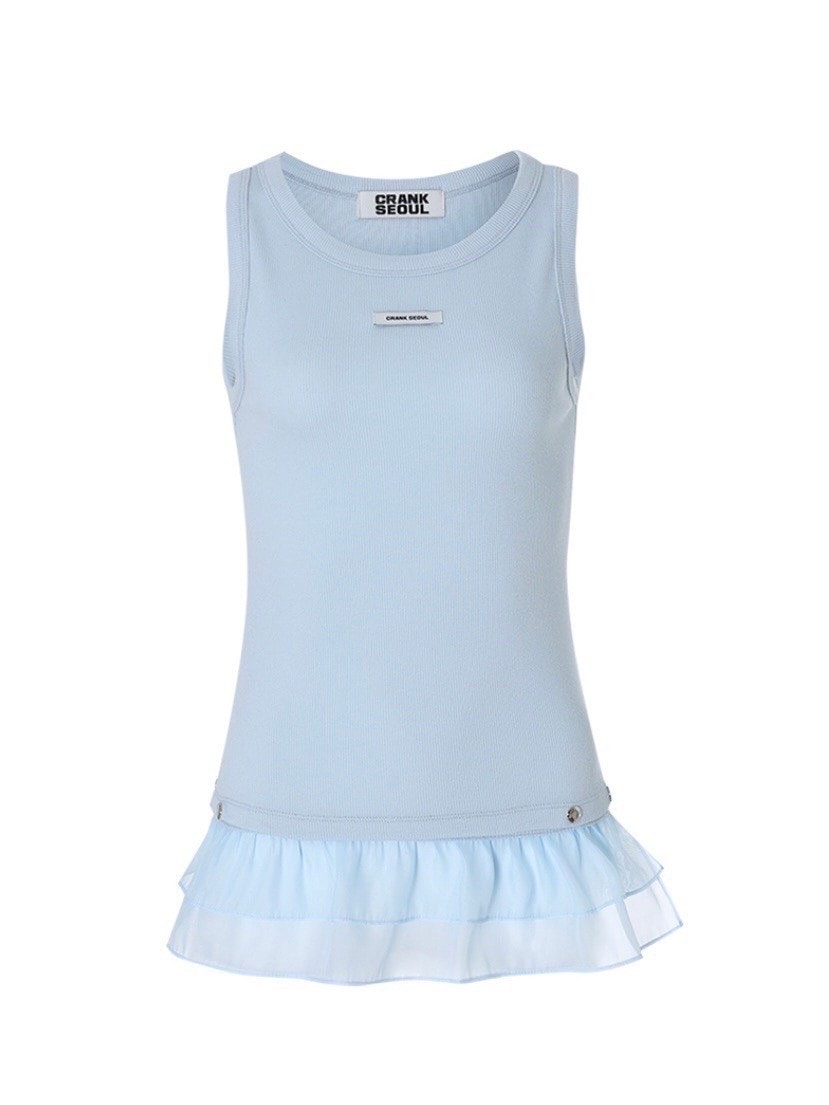 トップス crank Frill Snap Sleeveless_Sky CRANK】FRILL SNAP SLEEVELESS | OUR BRAND,CRANK | PRESSING
