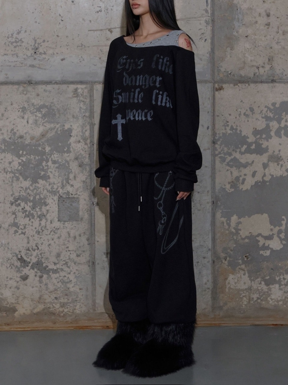 FANCY CLUB】KEYCHAIN EYELET SWEATPANTS / 【ファンシークラブ】キー