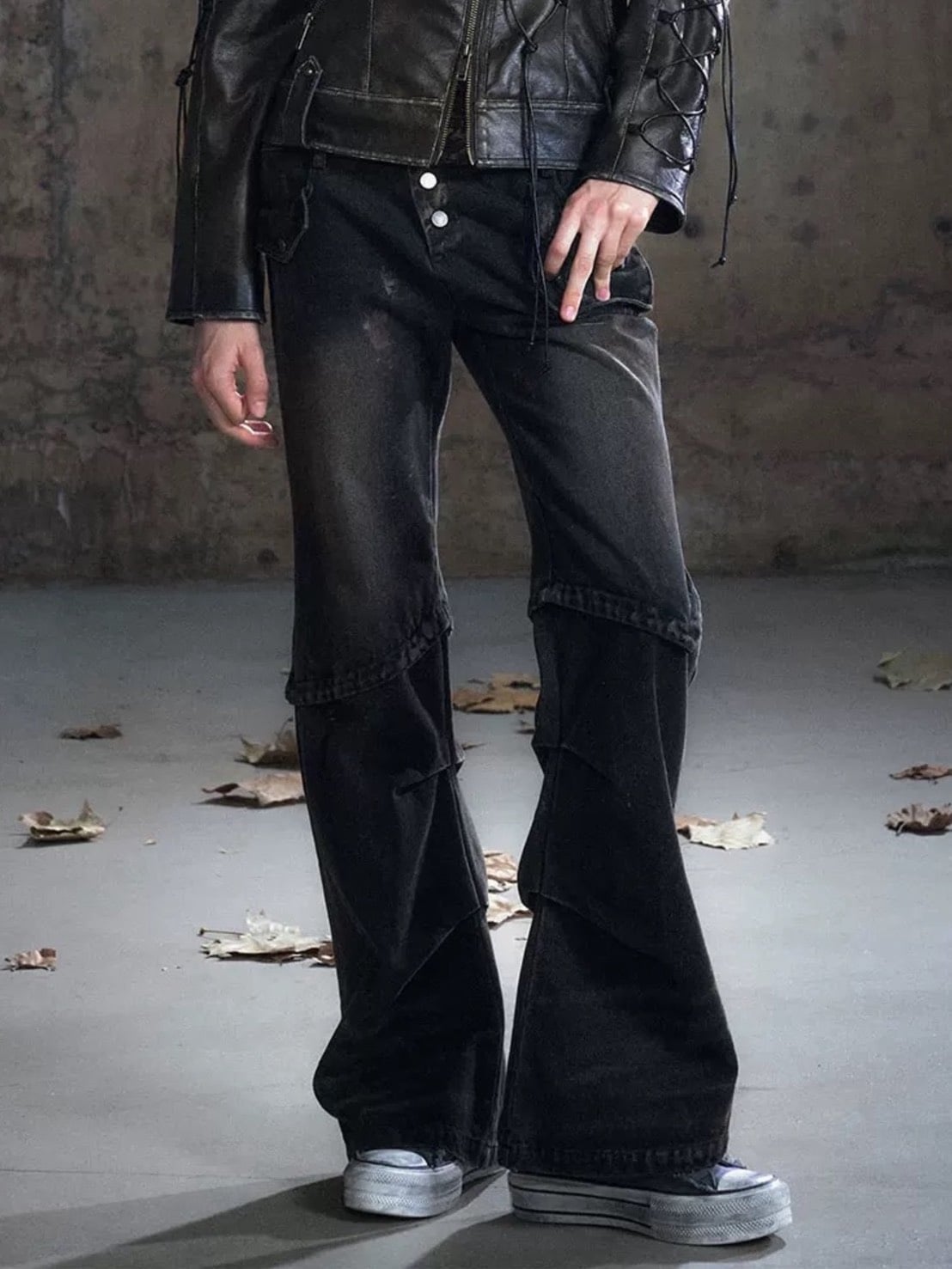 Cest Nous】Dirty Wash Double Waist Jeans / 【セヌー】ダーティー