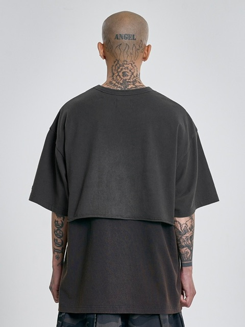 AJOBYAJO】Arch Logo Washed Layered T-Shirt | OUR BRAND