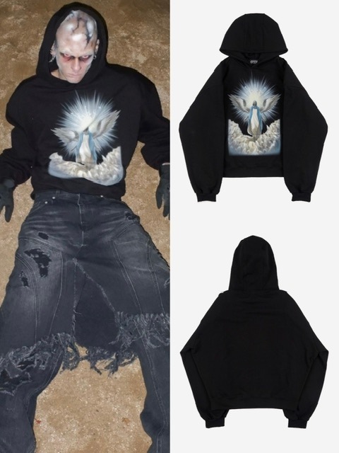 【SUNDAY OFF CLUB】‘APOSTLE OF GOD‘ Shoulder Padded Heavy Terry Hoodie