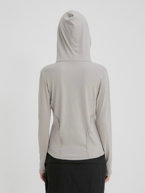 【FLAREUP】Button Up Lace Hoodie / 【フレアアップ】ボタンアップレースフードロングTシャツ