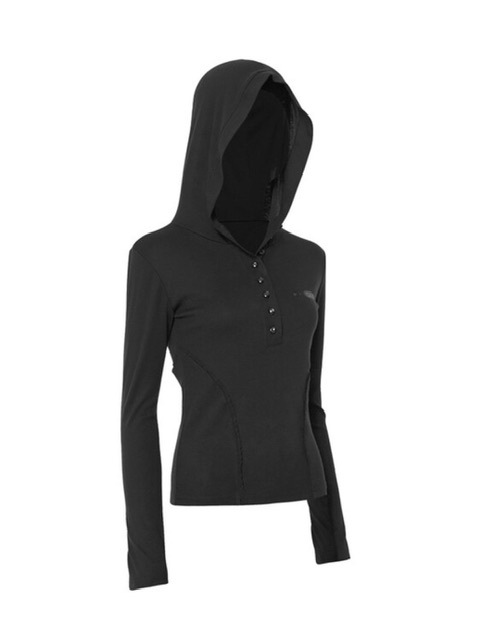 【FLAREUP】Button Up Lace Hoodie / 【フレアアップ】ボタンアップレースフードロングTシャツ