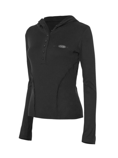 【FLAREUP】Button Up Lace Hoodie / 【フレアアップ】ボタンアップレースフードロングTシャツ