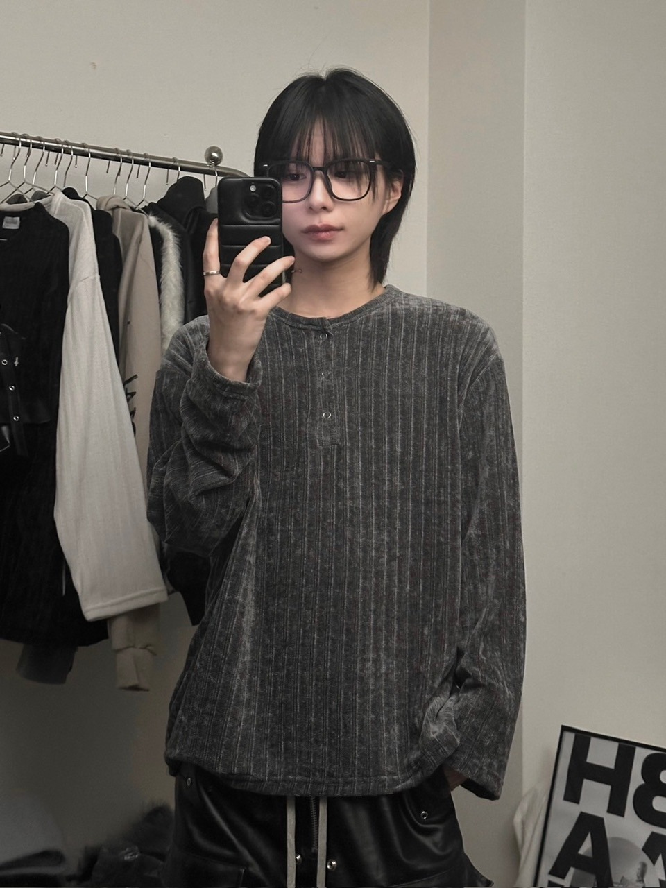 【LUV CODE】henry neck velours top (3color)