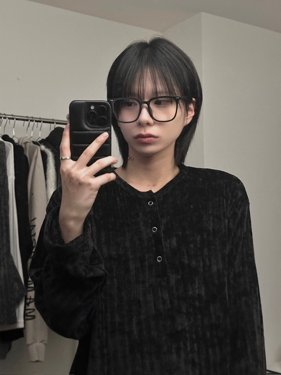 【LUV CODE】henry neck velours top (3color)