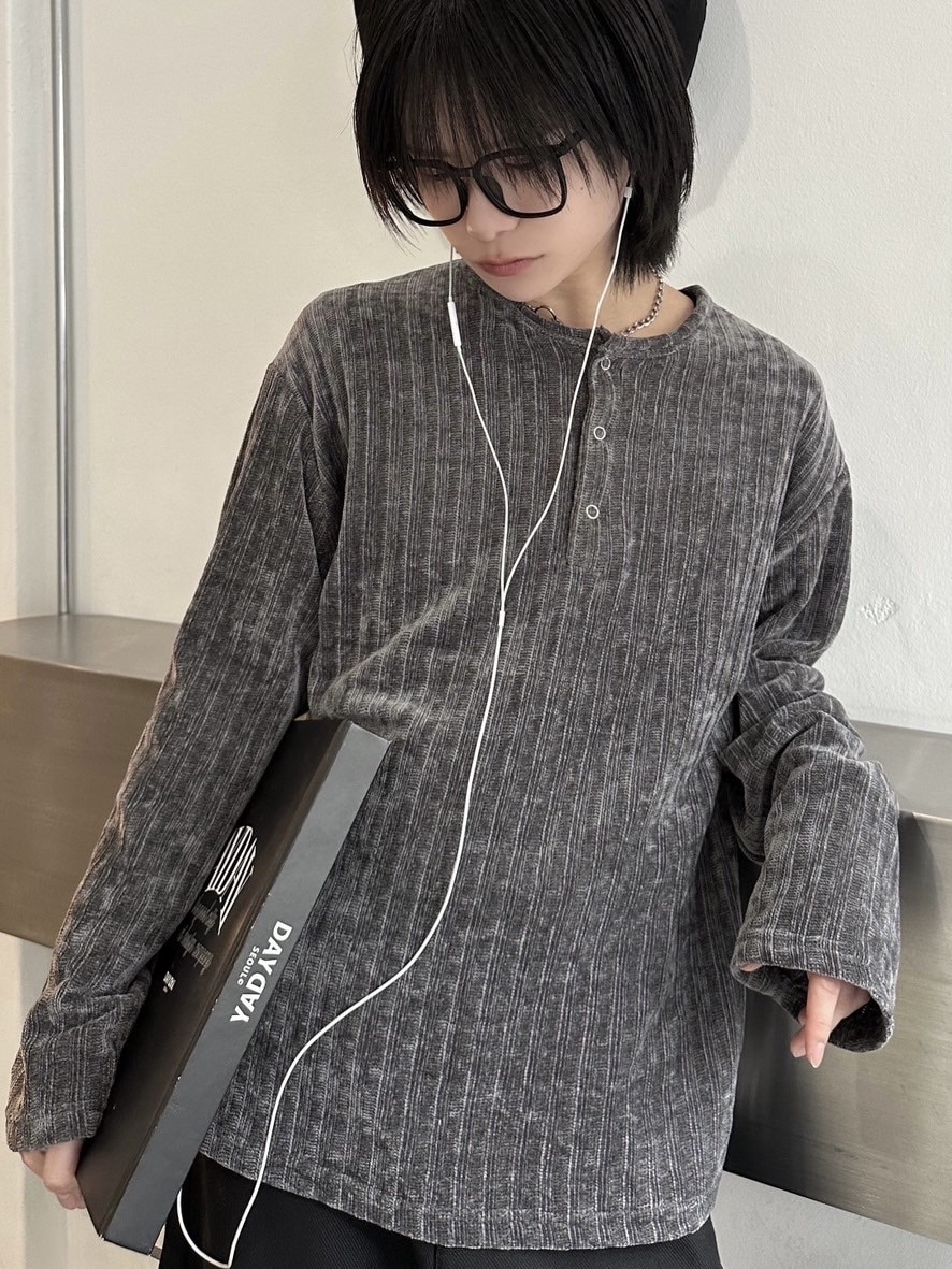 LUV CODE】henry neck velours top (3color) | OUR BRAND,LUV