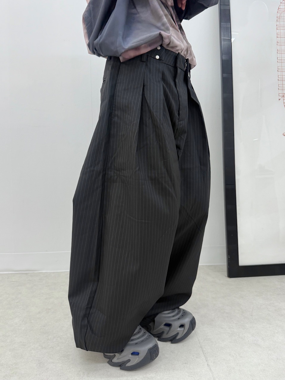 【Nerd out XU】stripe slacks / 【ナードアウトエックスユー】ストライプタックスラックス