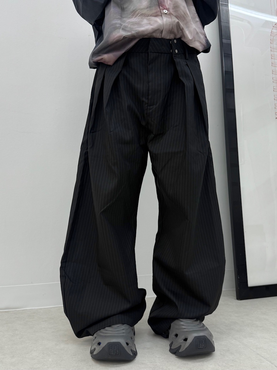 【Nerd out XU】stripe slacks / 【ナードアウトエックスユー】ストライプタックスラックス