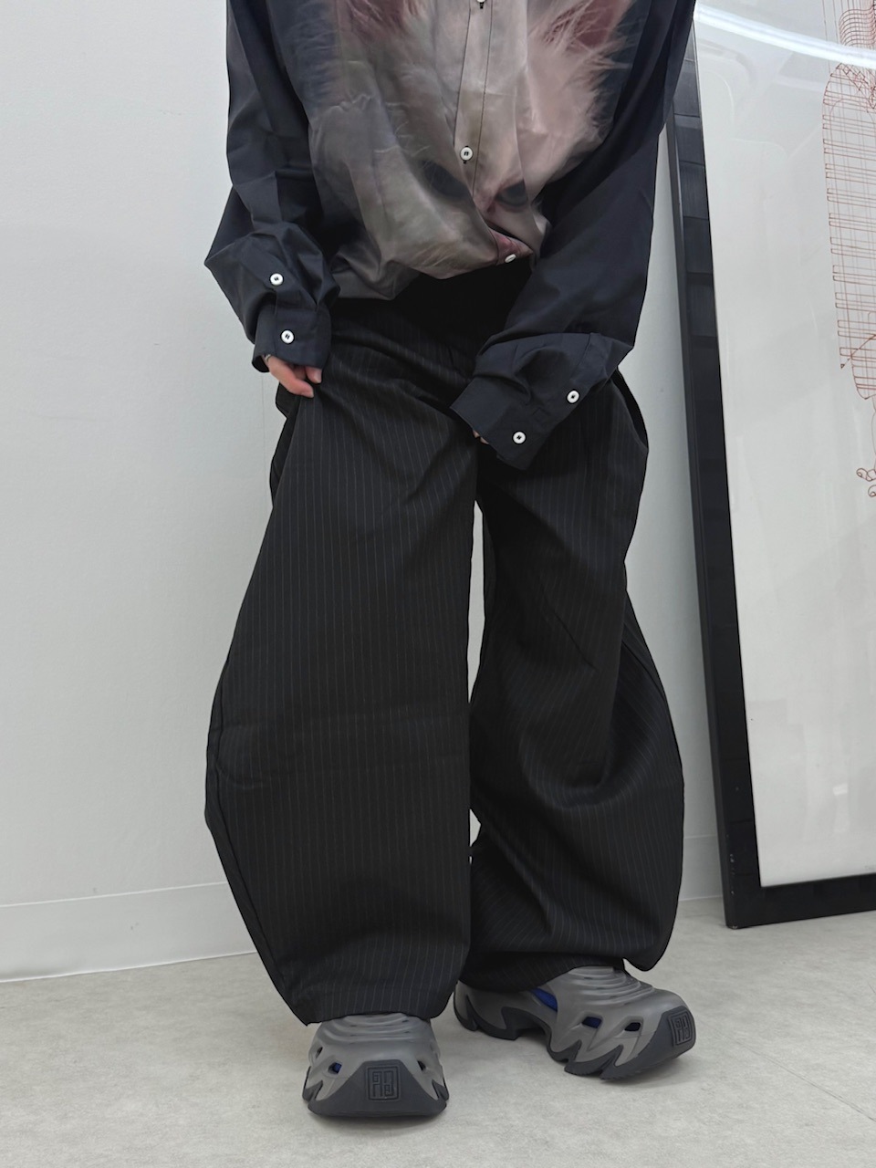 【Nerd out XU】stripe slacks / 【ナードアウトエックスユー】ストライプタックスラックス