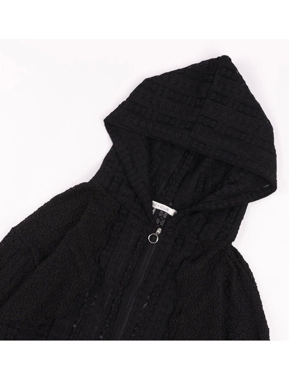 パーカー 「FANCY CLUB」PLUMPY LACE LINE HOOD ZIP-UP / 「ファンシークラブ」レースメッシュジップアップパーカー FANCY CLUB】PLUMPY LACE LINE HOOD ZIP-UP / 【ファンシー