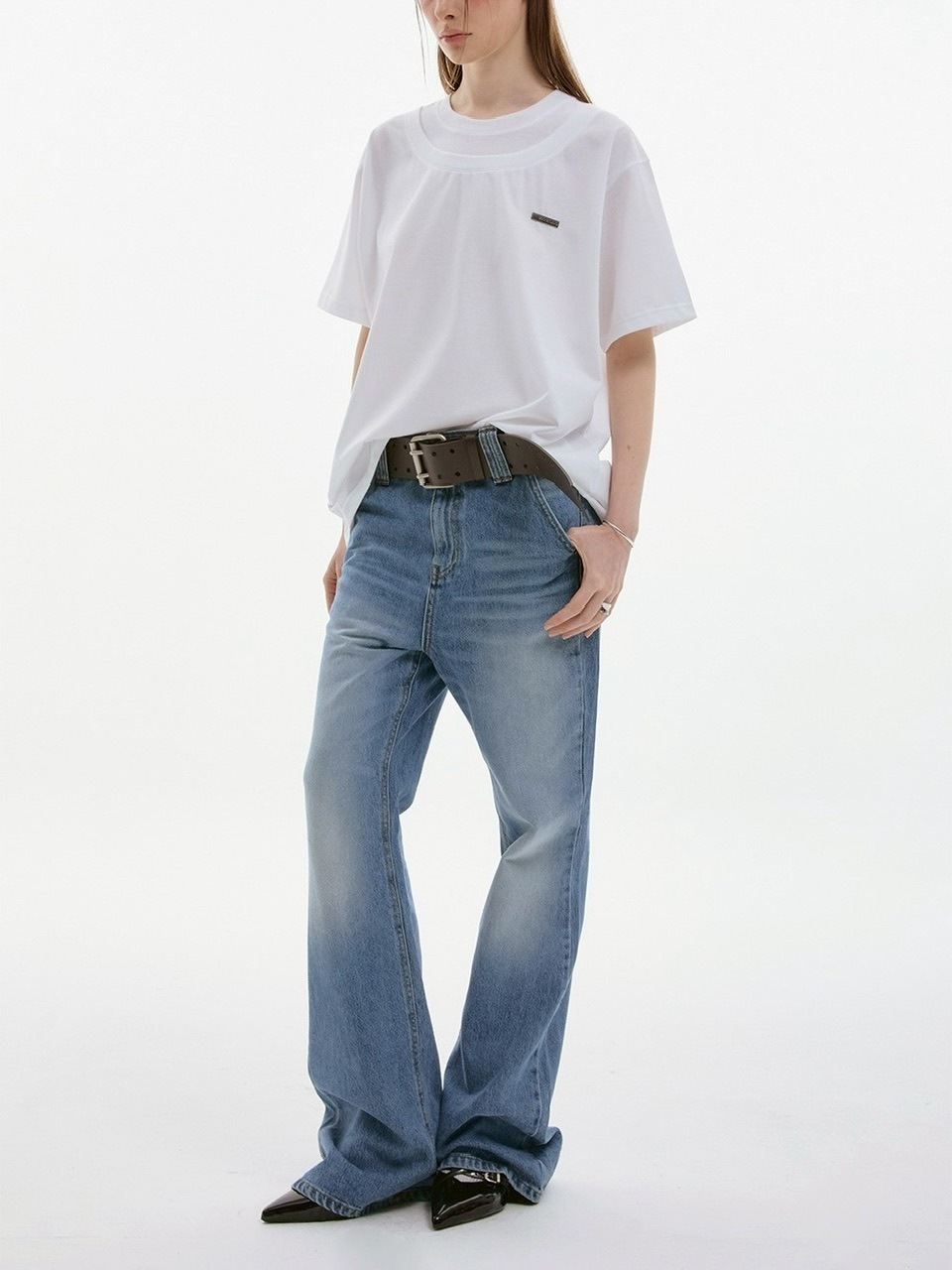 【ESC STUDIO】double neck t-shirt / 【イーエスシーステュディオ】ダブルネック半袖Tシャツ