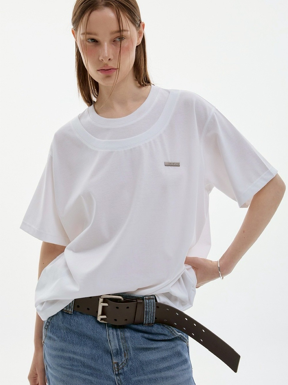 【ESC STUDIO】double neck t-shirt / 【イーエスシーステュディオ】ダブルネック半袖Tシャツ