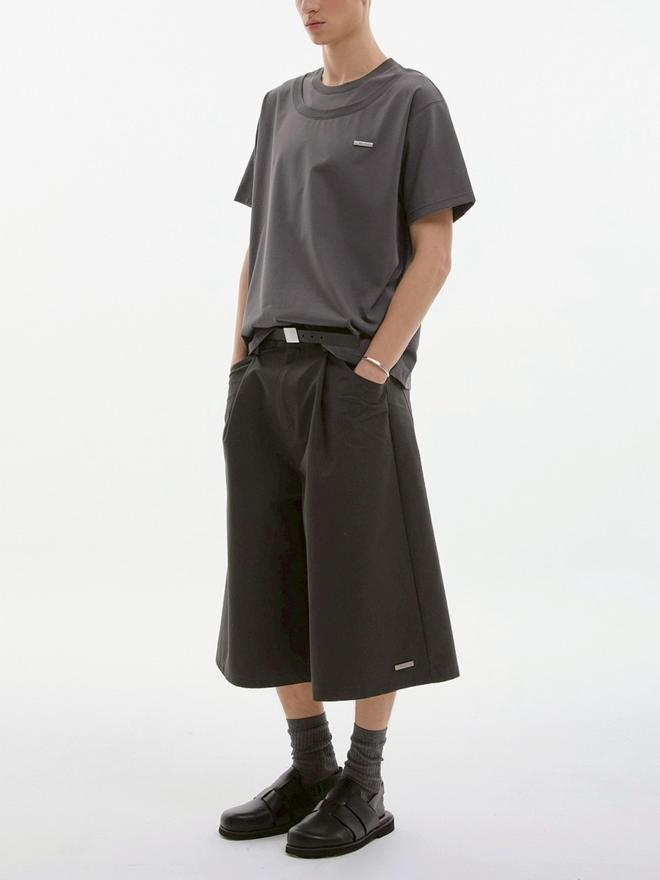 【ESC STUDIO】double neck t-shirt / 【イーエスシーステュディオ】ダブルネック半袖Tシャツ