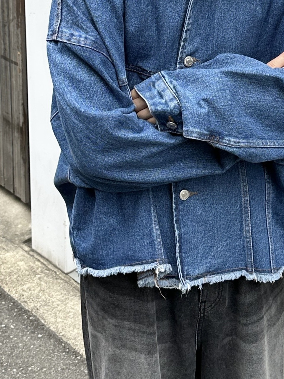 WEB限定受注制【Chikashitsu +】cutting cropped denim jacket (3color)