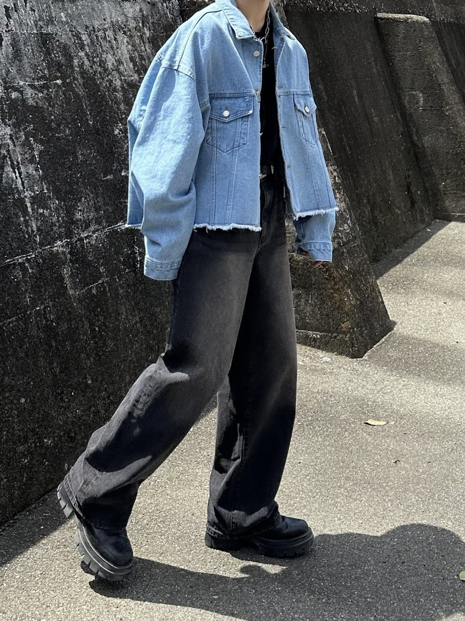 WEB限定受注制【Chikashitsu +】cutting cropped denim jacket (3color)