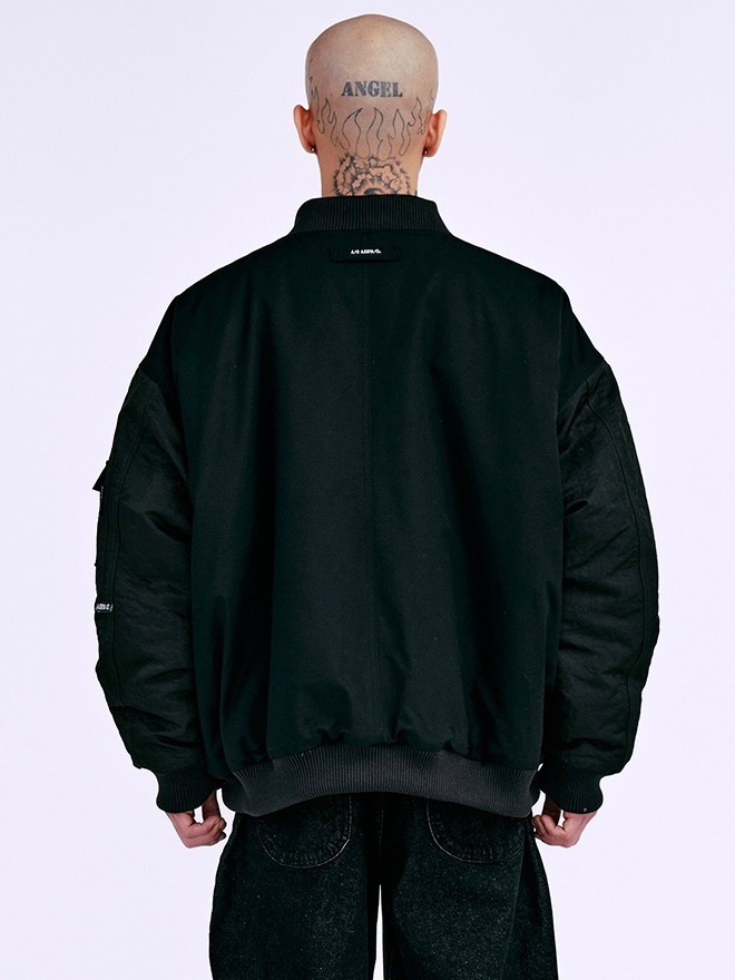AJOBYAJO】Fourfold Nylon Mixed Bomber Jacket | OUR BRAND,AJOBYAJO