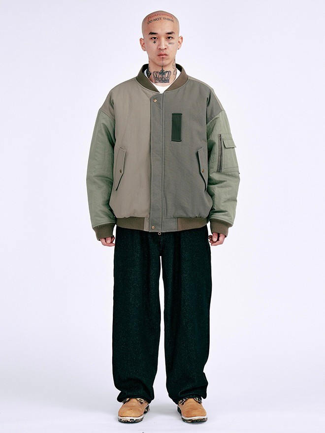 AJOBYAJO】Fourfold Nylon Mixed Bomber Jacket | OUR BRAND
