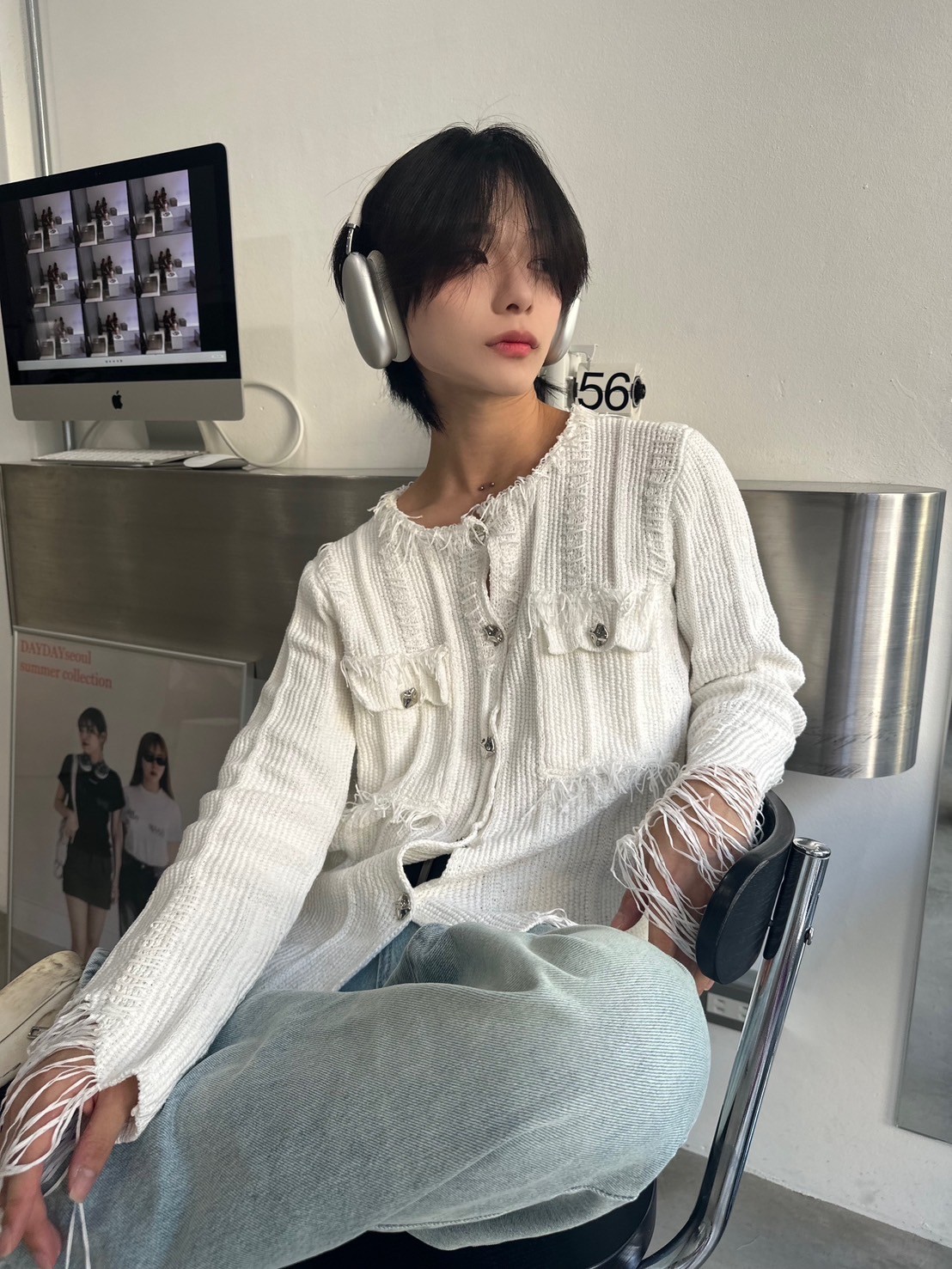 受注制【LUV CODE】damage tweed jacket