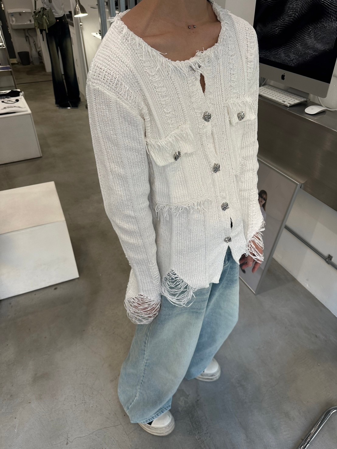 受注制【LUV CODE】damage tweed jacket