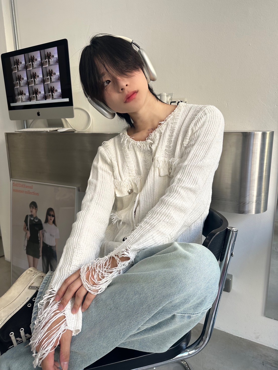 受注制【LUV CODE】damage tweed jacket