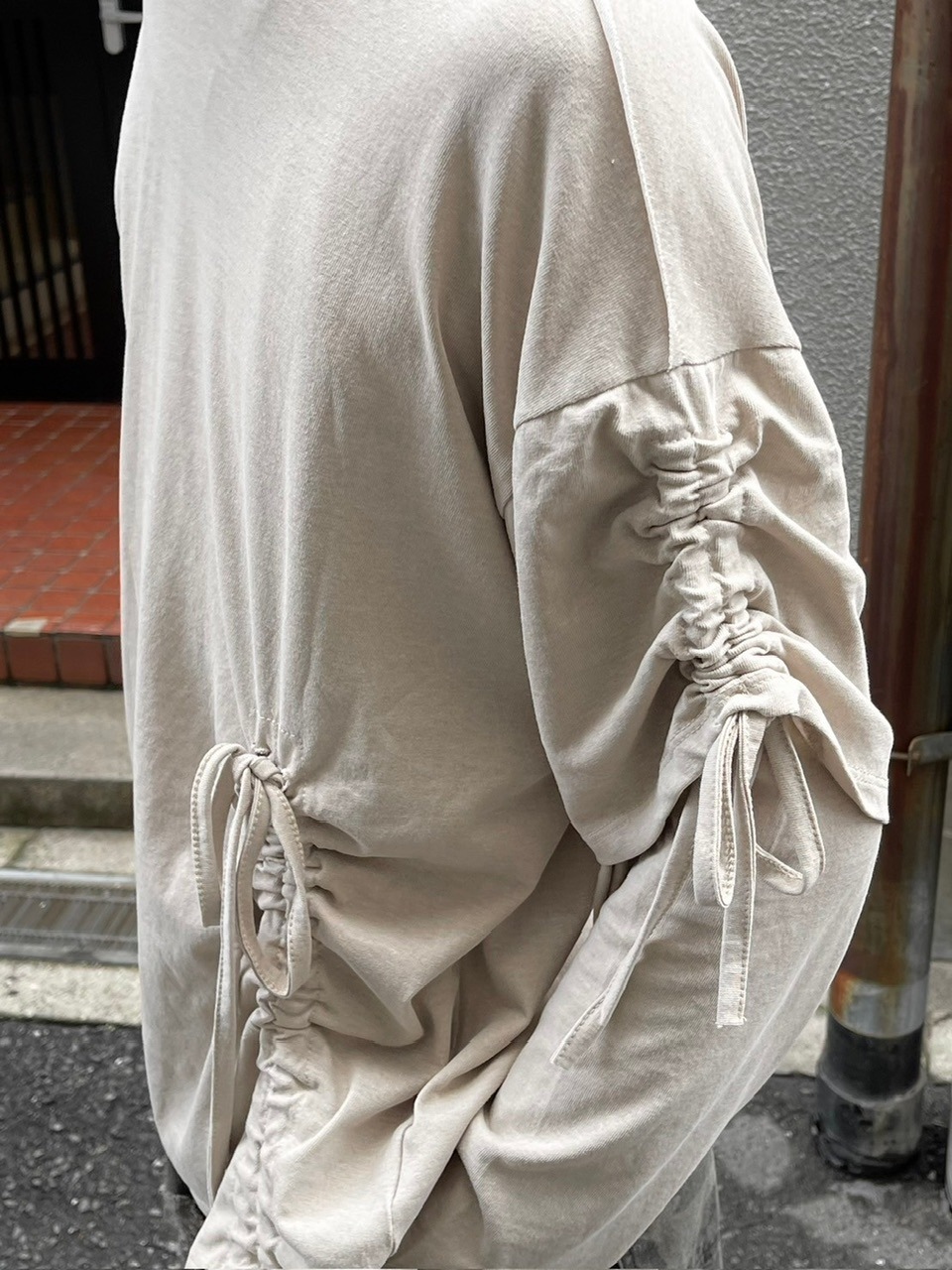 【U LAN】From Layered Shirring Long Sleeve 受注制【oaks】oversized shirring layered long sleeve (3color