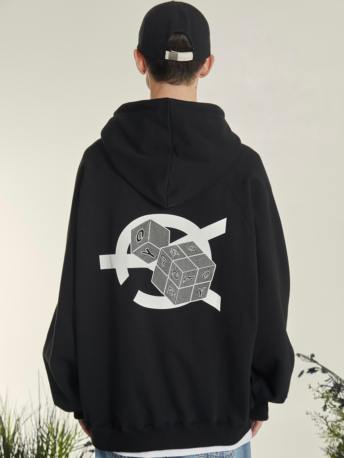 【OY】LINE STONE CUBE LOGO HOODIE