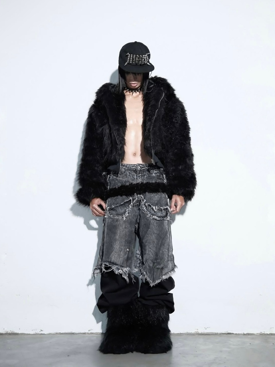 デニム・ジーパン \"005 CHAOS DREAM\" WAXED GREY LAYER PANTS 005 CHAOS DREAM