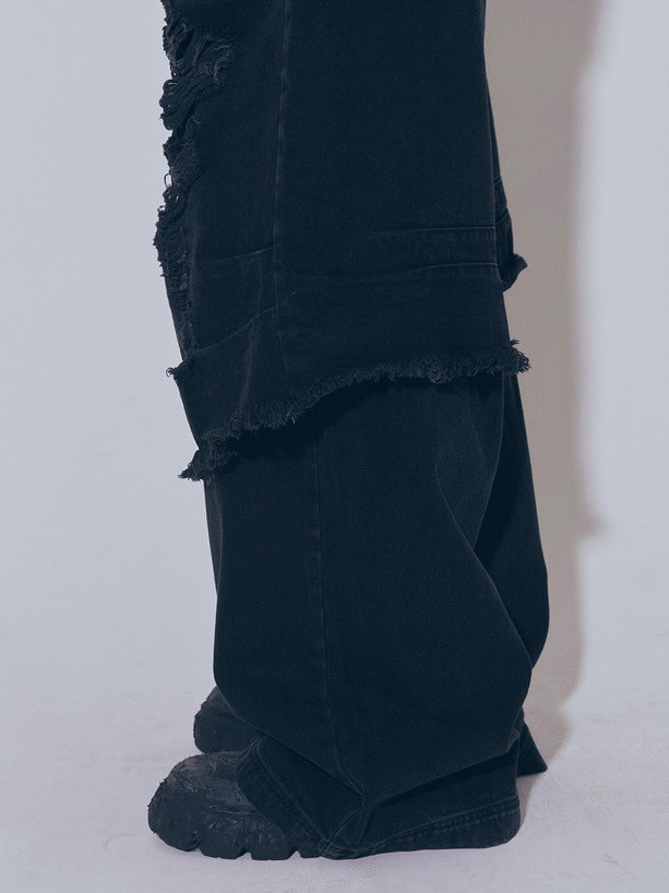 BLR BLUER ダメージデニムパンツ BLR BLUER】Destroyed Double Denim Pants | OUR BRAND,BLR