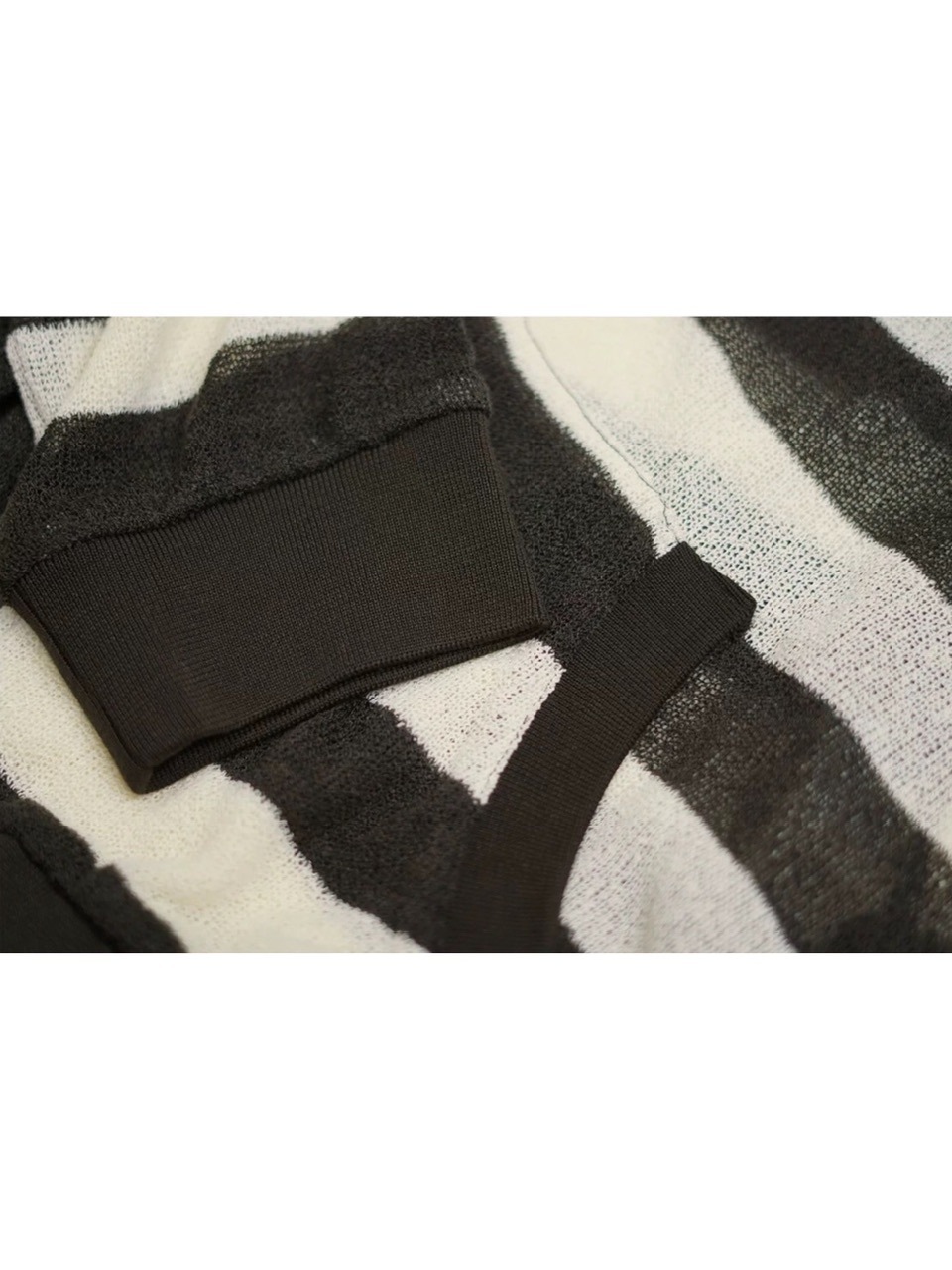 【Cest Nous】Striped Beaded Hoodie / 【セヌー】ボーダーシースルージップパーカー