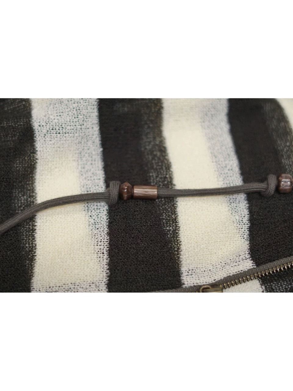 【Cest Nous】Striped Beaded Hoodie / 【セヌー】ボーダーシースルージップパーカー