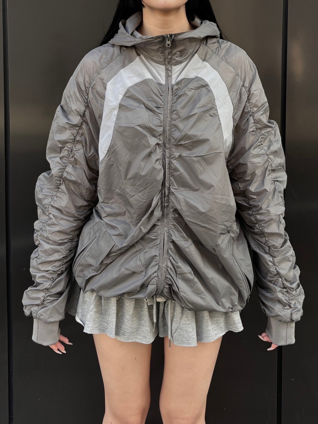 受注制【oaks】shirring design nylon jacket (3color) | OUR