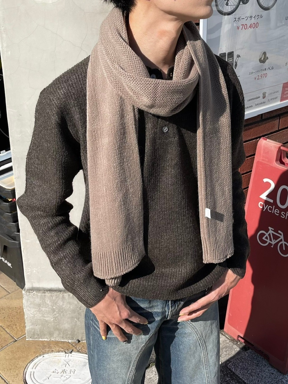 ダークグレーチンチ　ロングマフラー 受注制【Chikashitsu +】long muffler (4color) / 【チカシツプラス