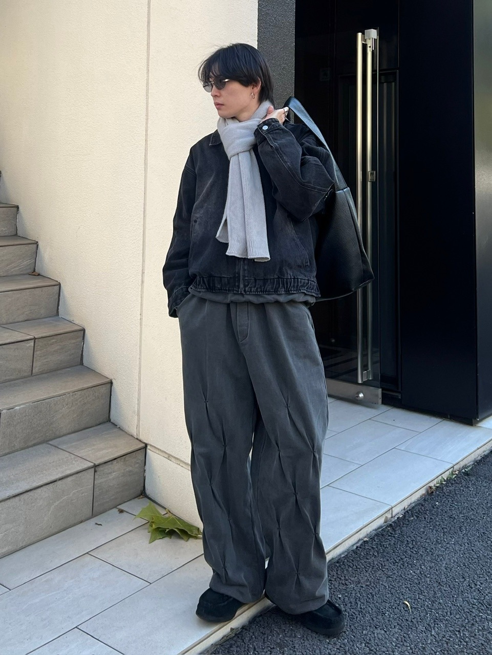 chika Chikashitsu +】henry neck half sleeve tee (3color