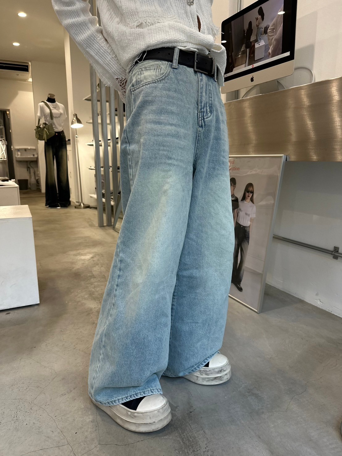 【LUV CODE】denim wide pants
