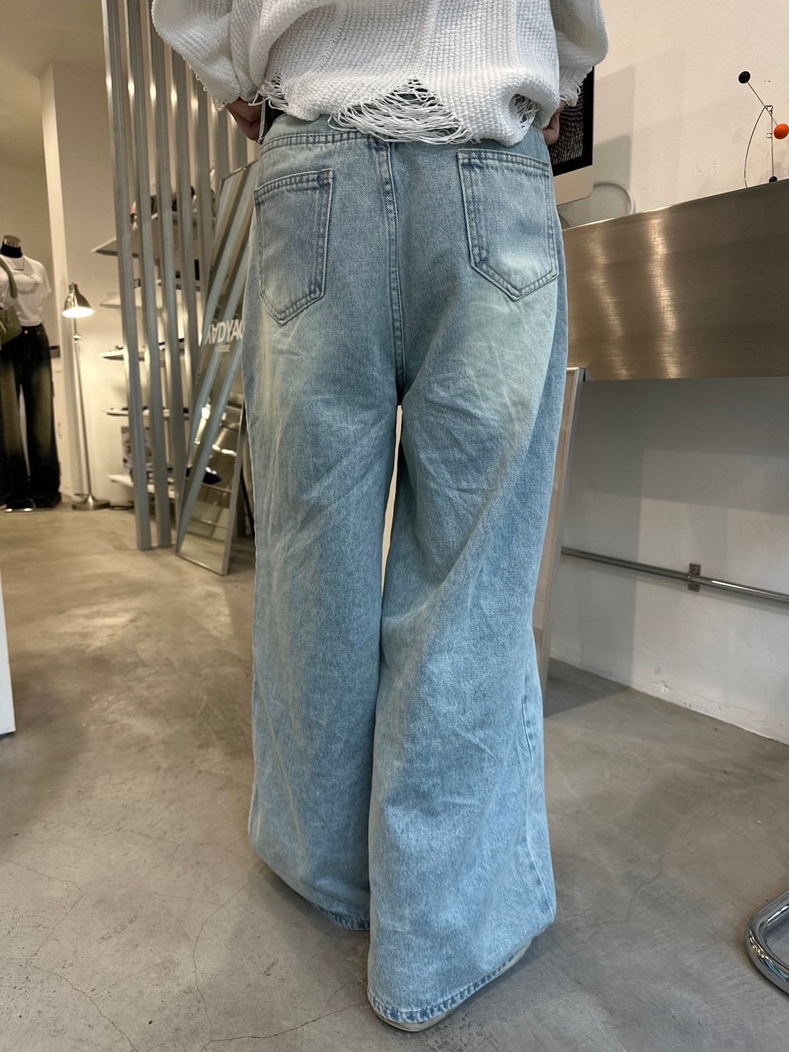 【LUV CODE】denim wide pants