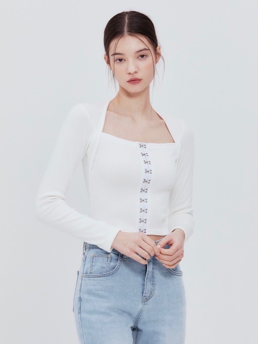 トップス not your rose Hook Square Top NOTYOURROSE】Hook square top | OUR BRAND,NOT YOUR ROSE
