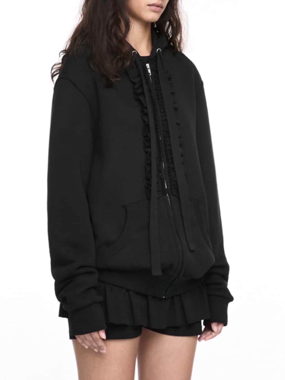 【NACHE】RUFFLE HOODIE ZIP-UP