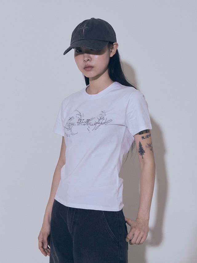 【BLR BLUER】Snowflakes Logo Washing Denim Ball Cap