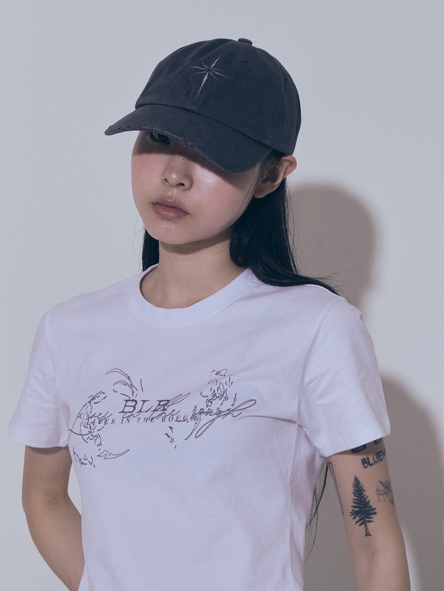 【BLR BLUER】Snowflakes Logo Washing Denim Ball Cap