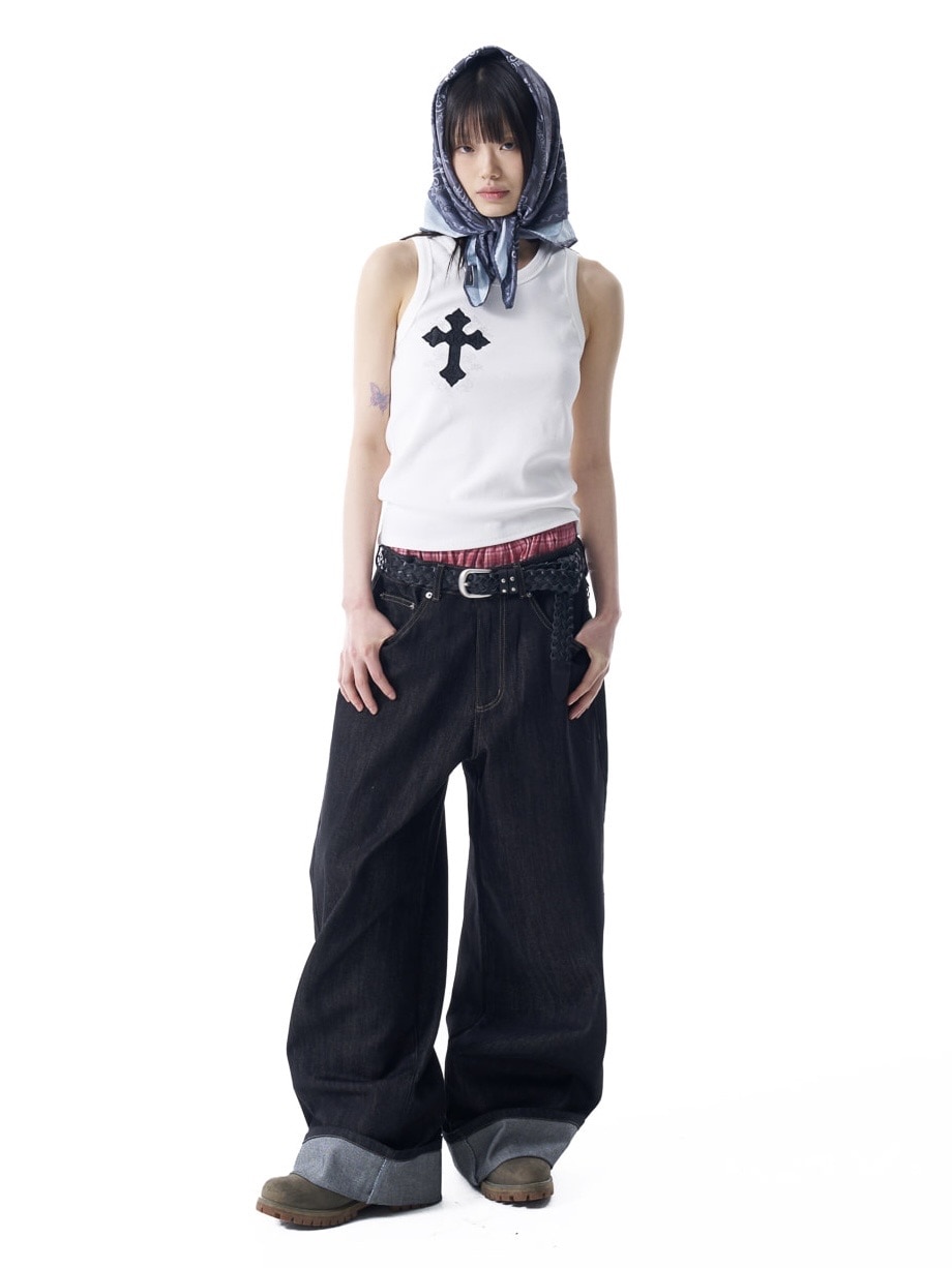 AAKAM Denim Pants (Black) 最終値下げ AAKAM】Cinch Back Denim Pants | OUR BRAND,AAKAM | PRESSING