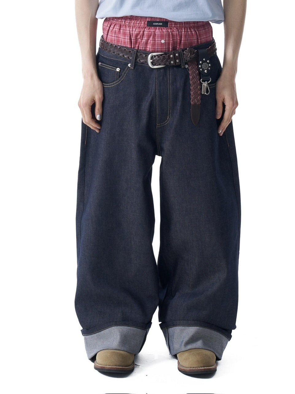 【AAKAM】Cinch Back Denim Pants