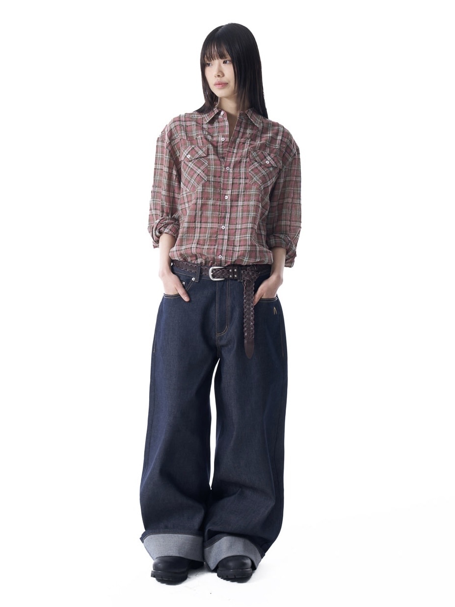 パンツ AAKAM Back Studded Denim Pants AAKAM】Cinch Back Denim Pants | OUR BRAND,AAKAM | PRESSING