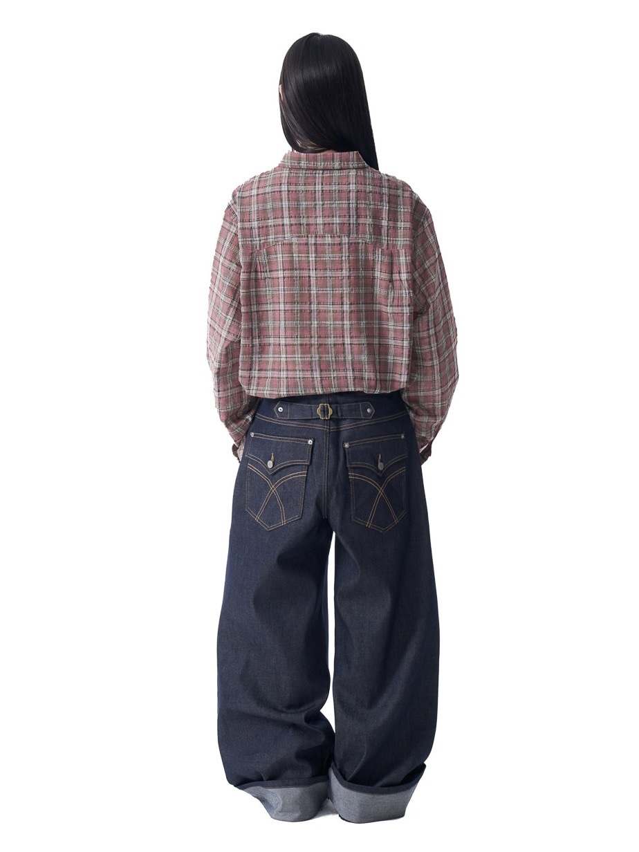 【AAKAM】Cinch Back Denim Pants