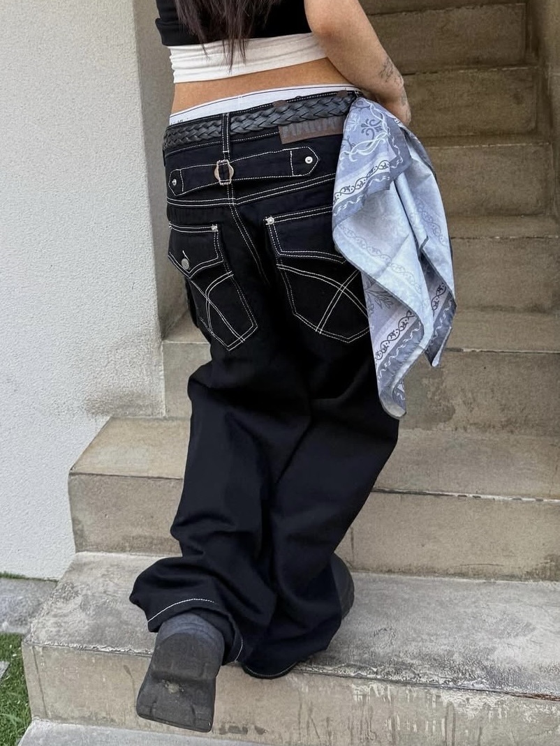 【AAKAM】Cinch Back Denim Pants