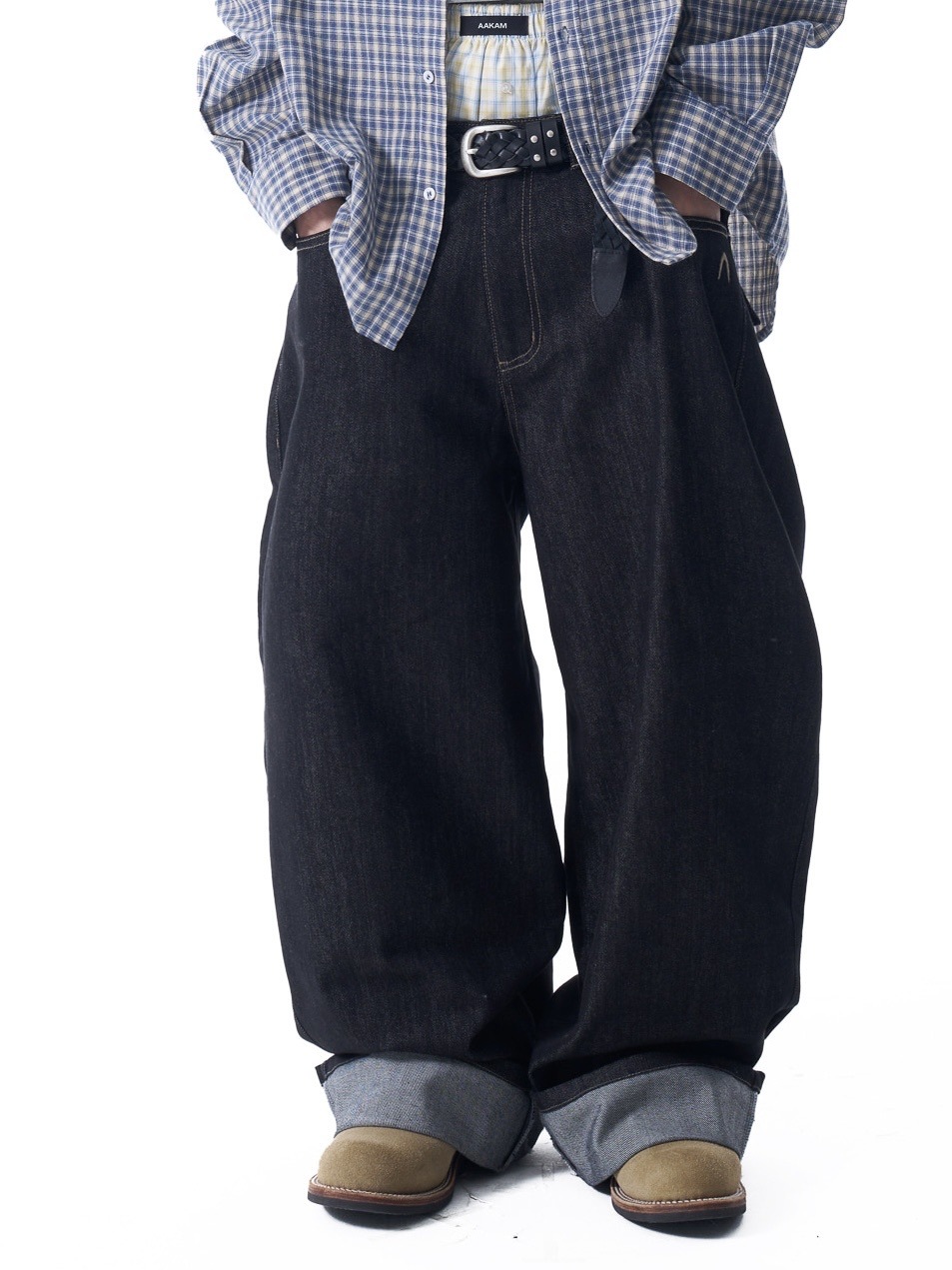 【AAKAM】Cinch Back Denim Pants