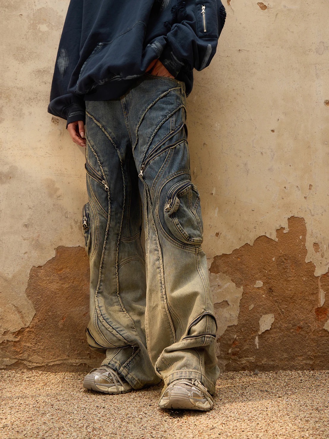 送料関税込 【PERSONSOUL】 Damage Washed Graffiti Jeans personsoul Damage Washed Graffiti Jeans