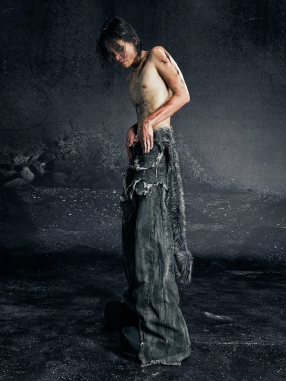 デニム・ジーパン OSAMA GREY DIRTY SKIRT PANTS Cozy world Wide】OSAMA GREY DIRTY SKIRT PANTS | OUR BRAND